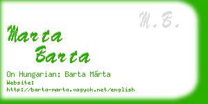 marta barta business card